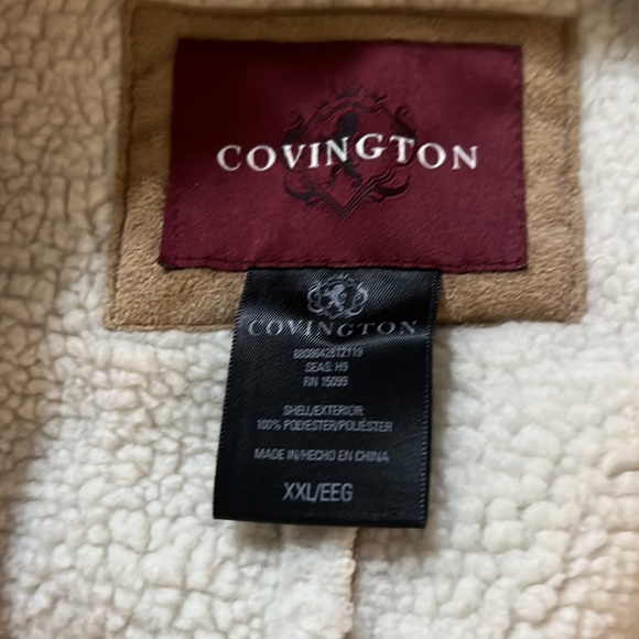 COVINGTON Camel Tan Faux Suede Shearling Jacket Coat NWOT - Picture 6 of 6